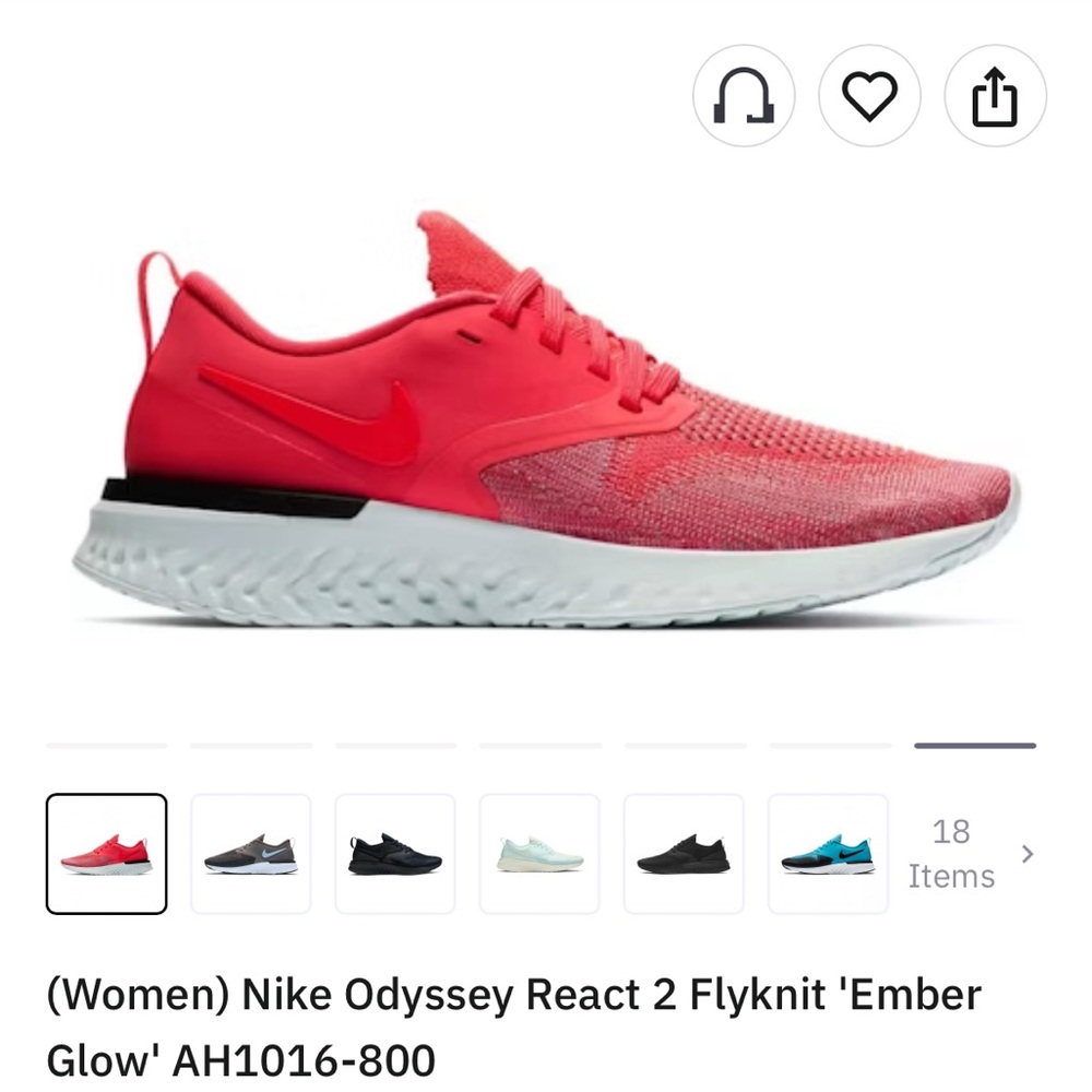 Nike Women's Odyssey React 2 Flyknit Red Athletic Shoes